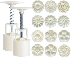 Set van 12 Uitsteekvormpjes Set - Koekjesstempels - Koekjes Vormen - Uitsteekvormen Set - Maancakevormset - Bakvorm - Uitsteekvorm - Maankoekjesmalstempels - Uitsteekvormen - Bloemenkoekjesstempels - DIY keukengereedschap - Maker 50g - Rond