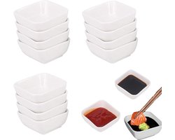 Set van 12 vierkante dipschaaltjes, stapelbaar en vaatwasserbestendig
