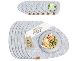Set van 12 Vilten Placemats met Glazen Onderzetters | Duurzaam en Wasbaar | 100% Gerecycled Materiaal | 40 x 32 cm