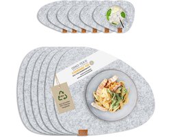 Set van 12 Vilten Placemats met Glazen Onderzetters | Duurzaam en Wasbaar | 100% Gerecycled Materiaal | 40 x 32 cm