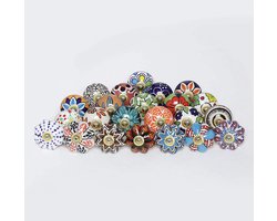 Set van 12 Vintage Keramische Meubelknopjes en Handgrepen voor Keukenkastjes en Laden