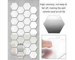Set van 12 zelfklevende hexagon spiegels – 10 cm acryl plankspiegels – muurdecoratie / DIY decor spiegels