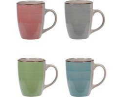 Set van 12x stuks luxe gekleurde stoneware bekers/koffiekopjes 270 ml - Kopjes/koffiebekers