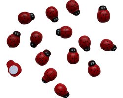 Set van 150 houten plak lieveheersbeestjes, decoratie / versiering, 2 cm goot
