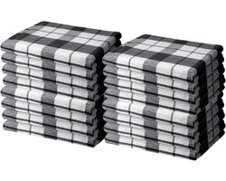 Set van 16 Keukendoeken 100% Katoen, Extra Absorberend Zwart 50x70 cm