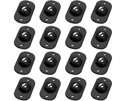 Set van 16 mini-wieltjes, roestvrijstalen kogellagerwieltjes, 360° draaibaar, geschikt voor het lijmen van kleine meubelstukken, Zwart.