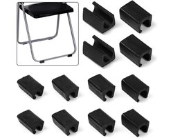 Set van 16 - Stoelpootbeschermers - U-Vorm - 10mm - Vloerbescherming - Zwart - Stoelpootdoppen voor Sledestoel - Glijders - Meubelbeschermers - Anti-Kras - Geluiddempend - Barkruk Doppen - Hard Plastic - 10 mm Diameter