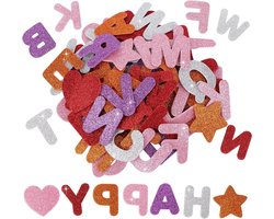 Set van 196 grote glitter alfabetstickers met zelfklevende letters, ideaal voor DIY kunst en knutselprojecten, scrapbooking en creatieve decoraties