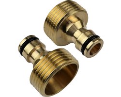 Set van 2 1" Mannelijke Adapters voor Kraanaansluiting - Snelle en Efficiënte Buitendraad - Tuinaccessoires en Loodgietersgereedschap