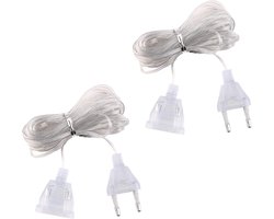 Set van 2 5m Verlengkabels met Euro Plug voor LED Lantaarns en Buitenverlichting, Transparante Aansluitkabel, Dunne PVC Verlengkabel voor Uitgebreide Verlichting en Tuinaccessoires
