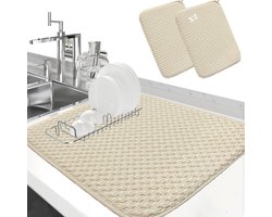 Set van 2 Absorberende Droogmatten voor Afwas, Keukenmat voor Borden, Glazen en Bestek, 30 x 40 cm