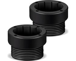Set van 2 adapters voor parasolstangen, inclusief schroefdraad, geschikt voor parasolstokken en terrassen, met een insteekstuk van 4,5 cm (zwart).
