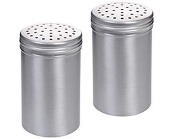 Set van 2 aluminium kruidenstrooiers voor zout en peper