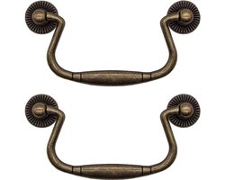 Set van 2 antieke bronzen ladegrepen voor schuifkasten - dressoirs, keukens, dressoirs, kisten, 100x50 mm