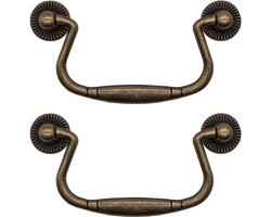 Set van 2 antieke bronzen ladegrepen voor schuifkasten - dressoirs, keukens, dressoirs, kisten, 100x50 mm