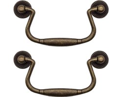 Set van 2 antieke bronzen ladegrepen voor schuifkasten - dressoirs, keukens, dressoirs, kisten, 100x50 mm