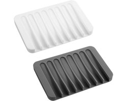 Set van 2 Antislip Witte Zeepdispenser van Silicone met Afvoer voor Badkamer en Keuken Sink