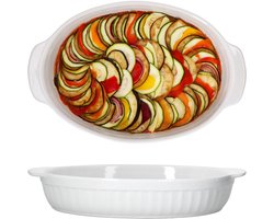 Set van 2 Arte Regal ovenschalen nr. 01 wit ovaal met handgreep groot - 03845