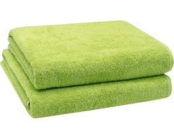 Set van 2 Badhanddoeken Katoen 100 x 150 cm Groen - Gastro Kwaliteit