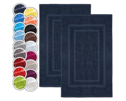 Set van 2 Badstof Badmatten - 100% Katoen, 50x80cm, Navy