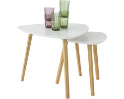 Set van 2 Bamboe Bijzettafels met Plank