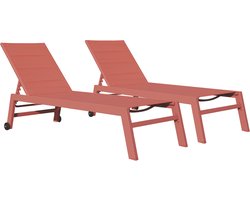 Set van 2 BARBADOS ligbedden in textilene terracotta - aluminium terracotta