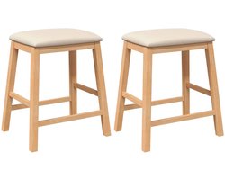 Set van 2 Barkruk | Barstoel | Hoge stoelen met kussens massief hout rubber