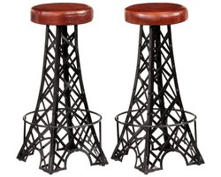 Set van 2 Barkruk | Barstoel | Hoge stoelken echt leer