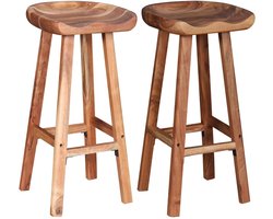 Set van 2 Barkruk | Barstoel | Hoge stoelken massief acaciahout