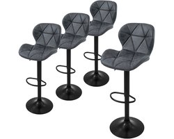 Set van 2 barkrukken 2x antraciet kunstlederen bekleding met rugleuning en voetensteun in hoogte verstelbaar 59-79cm ML-Design