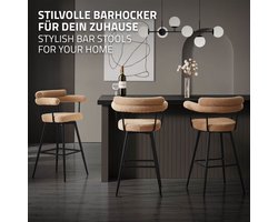 Set van 2 barkrukken 360° draaibaar bruin 61x103x55 cm met armleuning, rugleuning en voetensteun tot 120 kg ML design