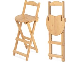 Set van 2 barkrukken, barstoelen van bamboe met rugleuning, keukenstoelen, inklapbaar, met voetensteun voor keuken, bar en bistro, natuur, 28 x 34 x 84 cm (barkruk)