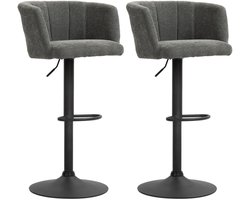 Set Van 2 Barkrukken, Bistrokrukken Met Voetsteun, Draaibare Barkruk, In Hoogte Verstelbare Keukenkruk Met Linnen Bekleding, Voor Woonkamer, Eetkamer, Donkergrijs