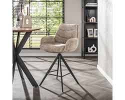 Set van 2 Barkrukken Elite Zand Chenille Stof Rich Draaibaar