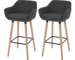 Set van 2 barkrukken Malmö T381, barkruk counterkruk ~ textiel, donkergrijs