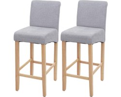 Set van 2 barkrukken MCW-C33, barkruk barkruk, hout ~ lichtgrijs, lichte poten, stof/textiel
