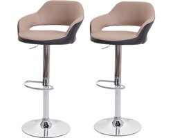 Set van 2 barkrukken MCW-F16, barkruk counterkruk draaikruk, met rugleuning kunstleer ~ taupe-zwart
