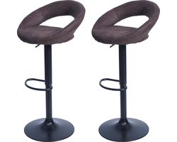 Set van 2 barkrukken MCW-F46, barkruk barkruk bistrokruk, zwart frame ~ imitatie suède, vintage donkerbruin