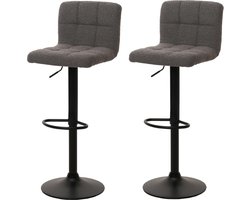 Set van 2 barkrukken MCW-G87, barkruk barstoel, in hoogte verstelbaar draaibaar, Boucle stof (450g/m²) ~ donkergrijs
