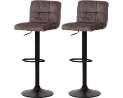 Set van 2 barkrukken MCW-G87, barkruk barstoel, in hoogte verstelbaar draaibaar, chenille stof (465g/m²) ~ bruin