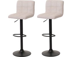 Set van 2 barkrukken MCW-G87, barkruk barstoel, in hoogte verstelbaar draaibaar, chenille stof (465g/m²) ~ crème-beige