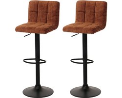 Set van 2 barkrukken MCW-G87, barkruk barstoel, in hoogte verstelbaar draaibaar, chenille stof (465g/m²) ~ terracotta