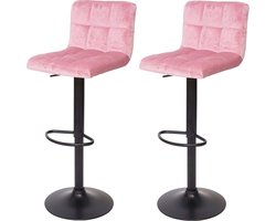 Set van 2 barkrukken MCW-G87, barkruk, in hoogte verstelbaar ~ fluweelroze, zwart onderstel