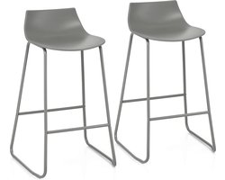 Set van 2 barkrukken, modern, barstoel met 69 cm zithoogte, barkruk met voetensteun en rugleuning, kruk voor thuis, bistro en eetkamer