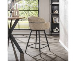 Set van 2 barkrukken Sienna Bouclé zand ronde rug draaibaar