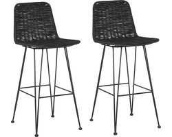 Set van 2 barstoelen CASSITA Rotan Zwart
