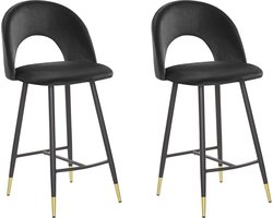 Set van 2 barstoelen FALTON Fluweel Zwart