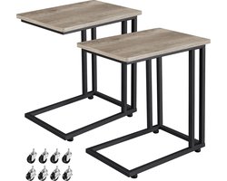 Set van 2 bedtafel, bijzettafel, nachtkastje, ontbijt aan bed, salontafel onder de bank, voor slaapkamer woonkamer, b x d ca: 35 x 59,5 x 50 cm, grijs