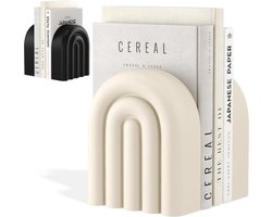 Set van 2 Beton Boekensteunen Crèmewit - Decoratieve Boeksteunen