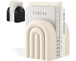 Set van 2 Beton Boekensteunen Crèmewit - Decoratieve Boeksteunen